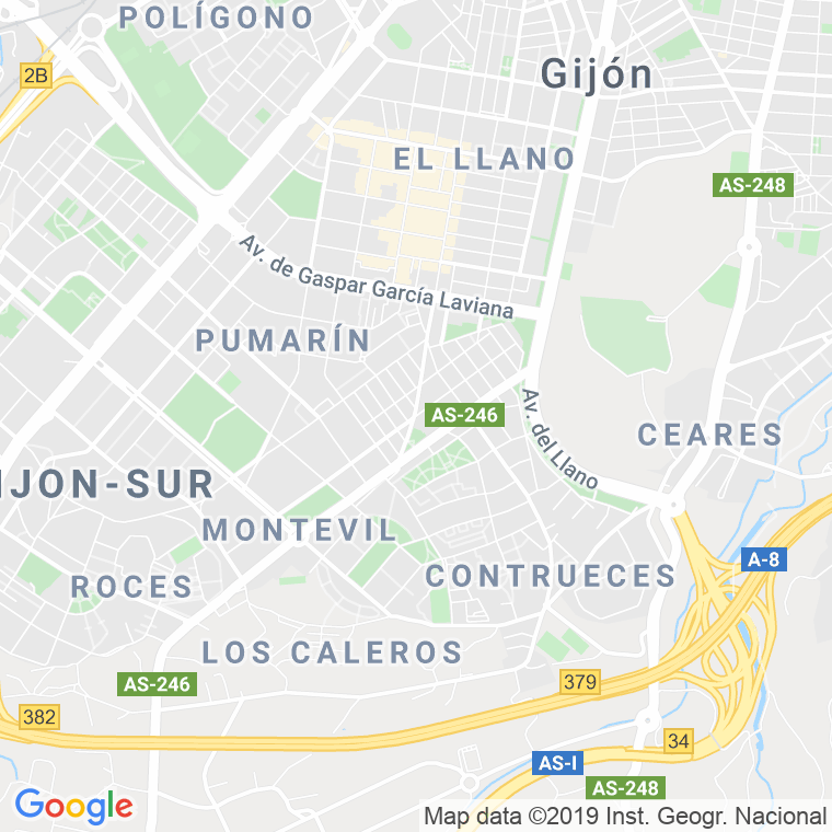 Código Postal calle Carbonera, carretera (Impares Del 1 Al 61)  (Pares Del 2 Al 50) en Gijón