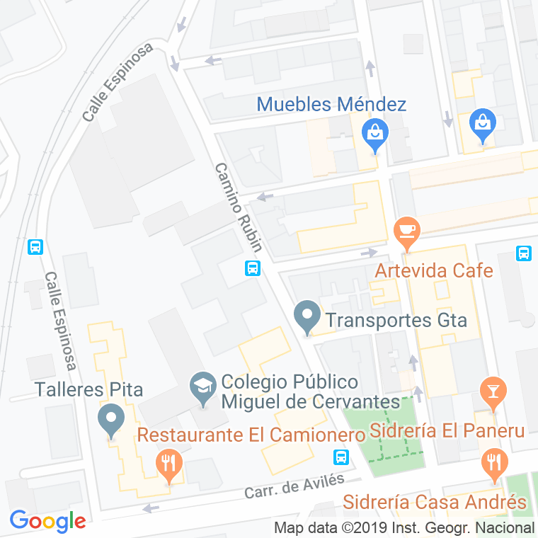Código Postal calle Rubin, De, camino en Gijón