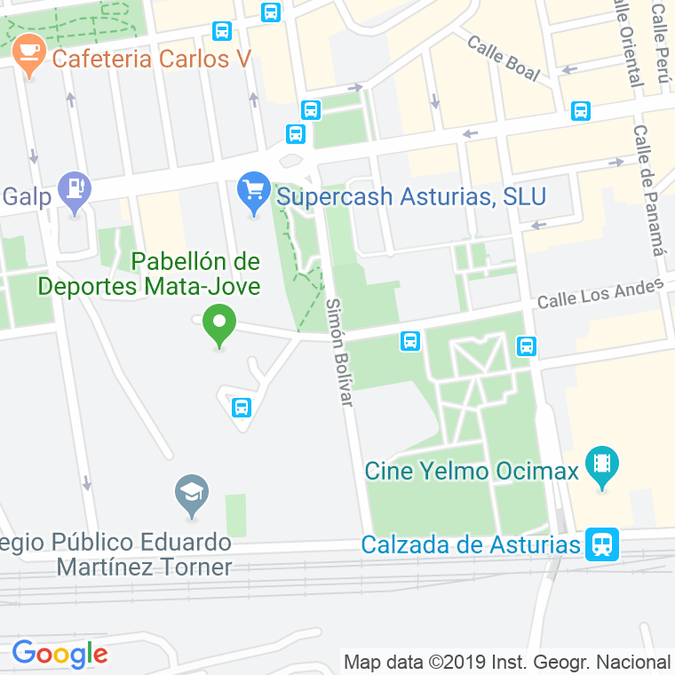 Código Postal calle Simon Bolivar en Gijón