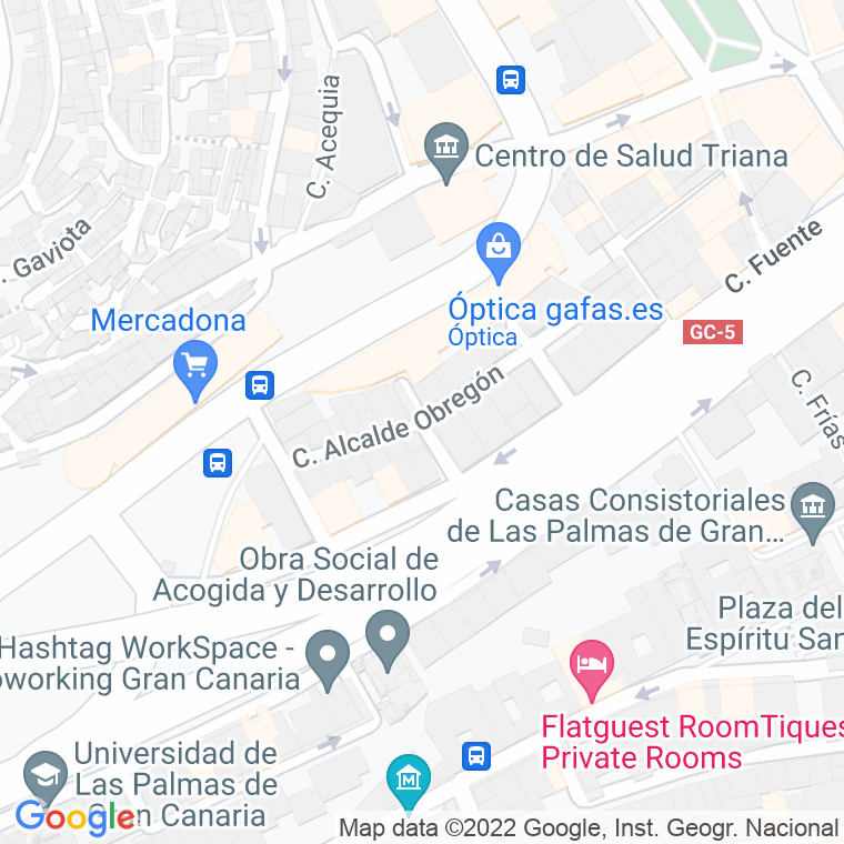 Código Postal calle Alcalde Obregon en Las Palmas de Gran Canaria