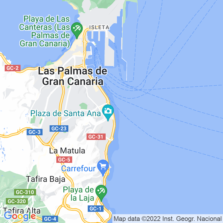 Código Postal calle Canarias, avenida (Pares Del 2 Al 22) en Las Palmas de Gran Canaria