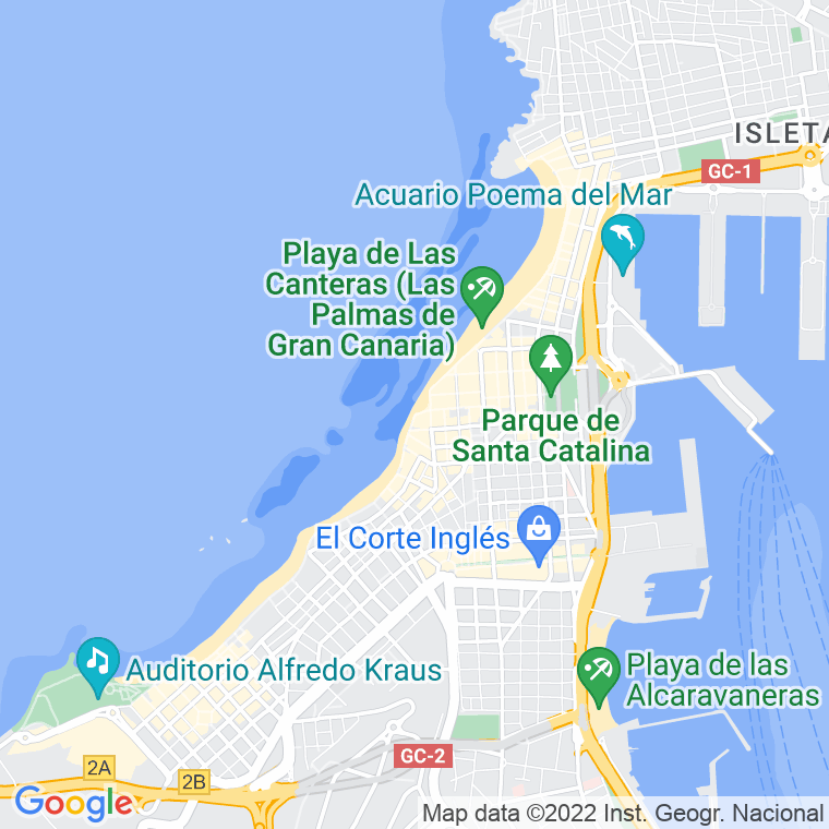 Código Postal calle Canteras, paseo (Impares Del 25 Al 45)  (Pares Del 24 Al 44) en Las Palmas de Gran Canaria
