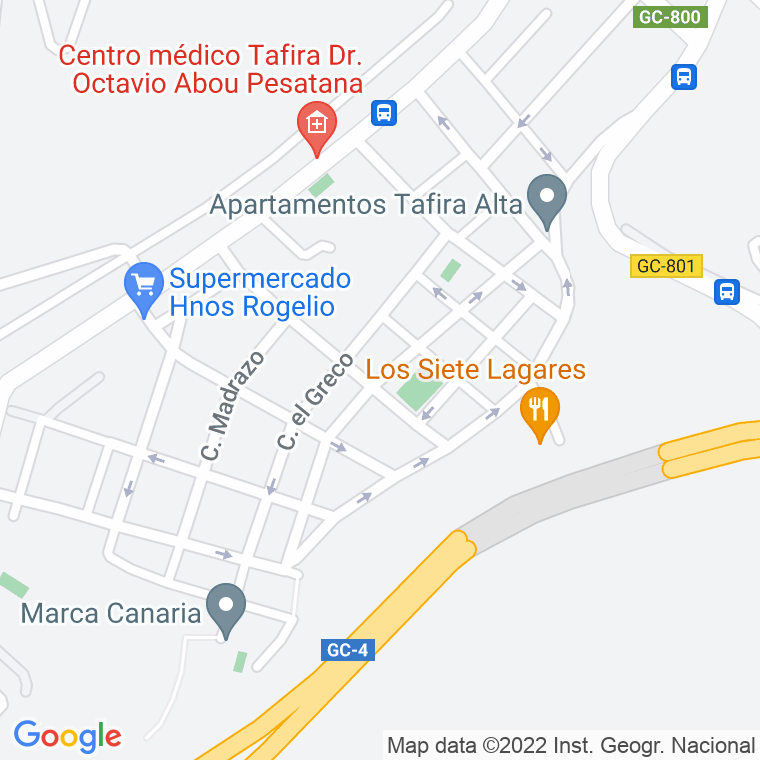 Código Postal calle Berruguete (Tafira Alta) en Las Palmas de Gran Canaria