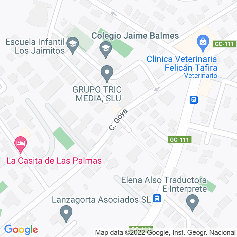 Código Postal calle Goya (Tafira Alta) en Las Palmas de Gran Canaria