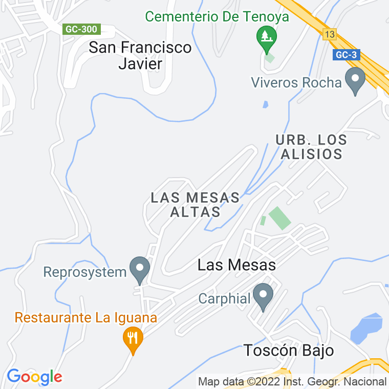 Código Postal calle Aires De Lima (Las Mesas) en Las Palmas de Gran Canaria