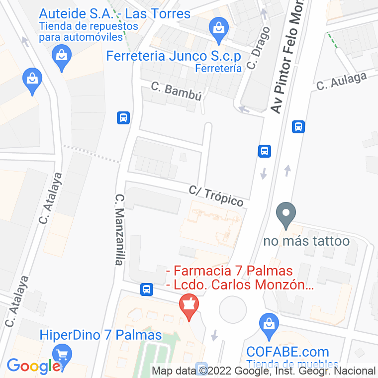 Código Postal calle Tropico   (Pares Del 2 Al 14) en Las Palmas de Gran Canaria