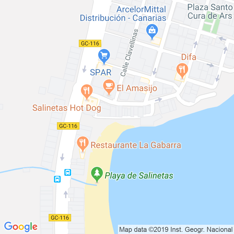 Código Postal calle Salinetas, De, paseo Maritimo en Telde