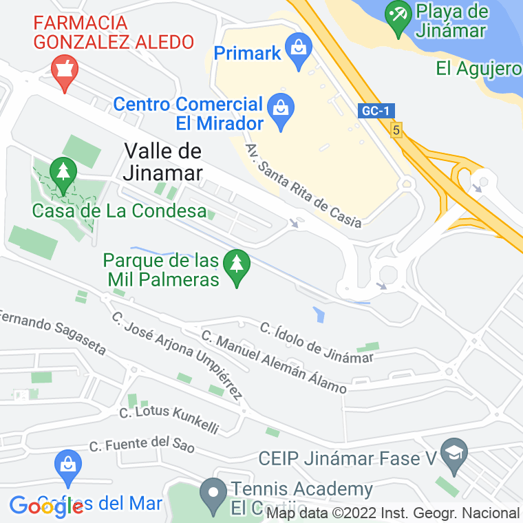 Código Postal calle Barranco De Las Goteras (Jinamar) en Las Palmas de Gran Canaria
