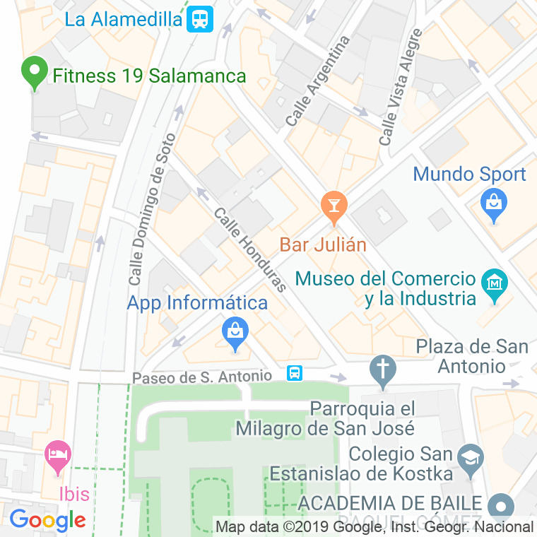 Código Postal calle Honduras en Salamanca