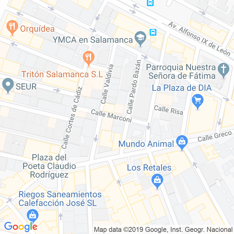 Código Postal calle Marconi en Salamanca