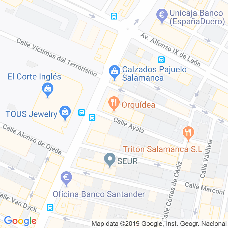 Código Postal calle Orquideas en Salamanca