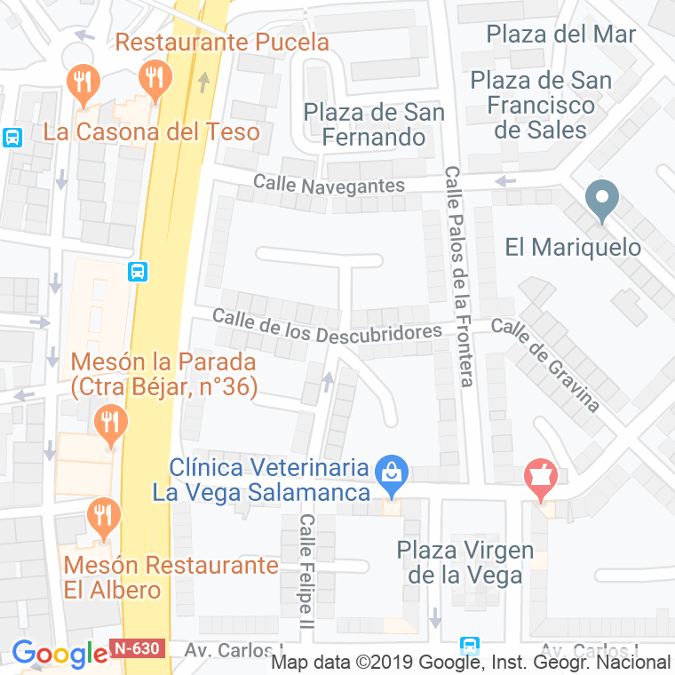 Código Postal calle Descubridores en Salamanca