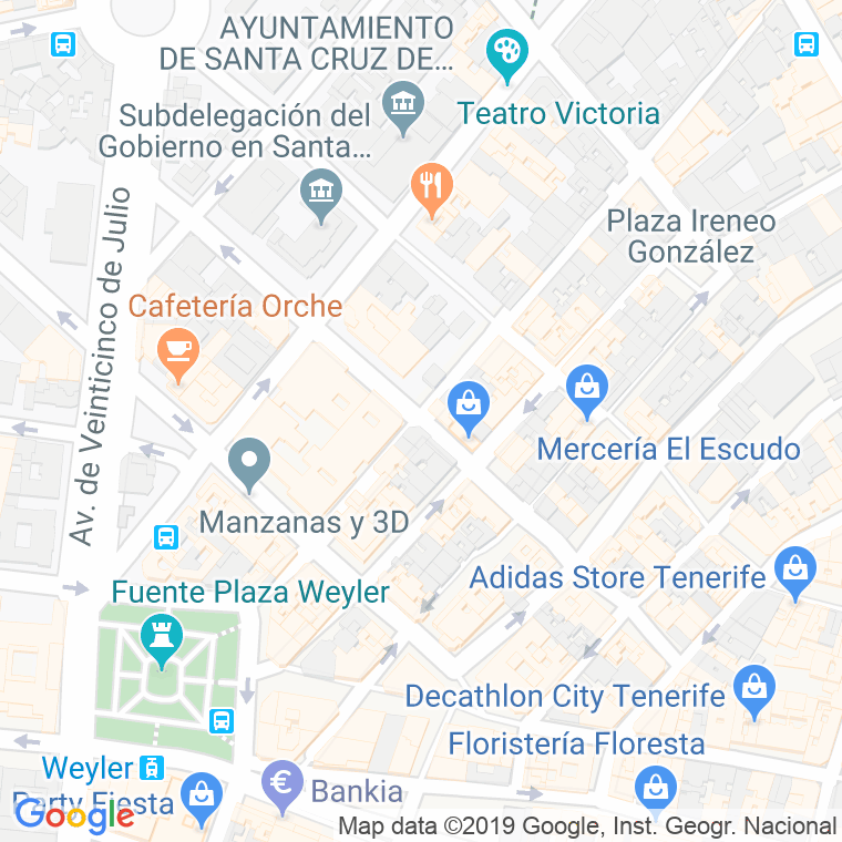 Código Postal calle Pi Y Margall   (Impares Del 1 Al 25)  (Pares Del 2 Al 28) en Santa Cruz de Tenerife