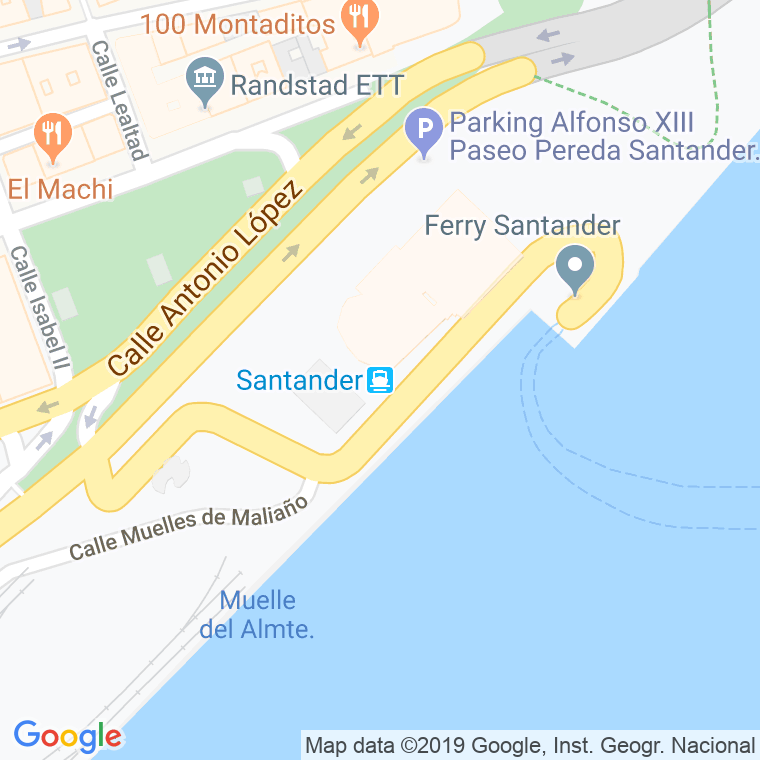 Código Postal calle Muelle De Ferrys en Santander