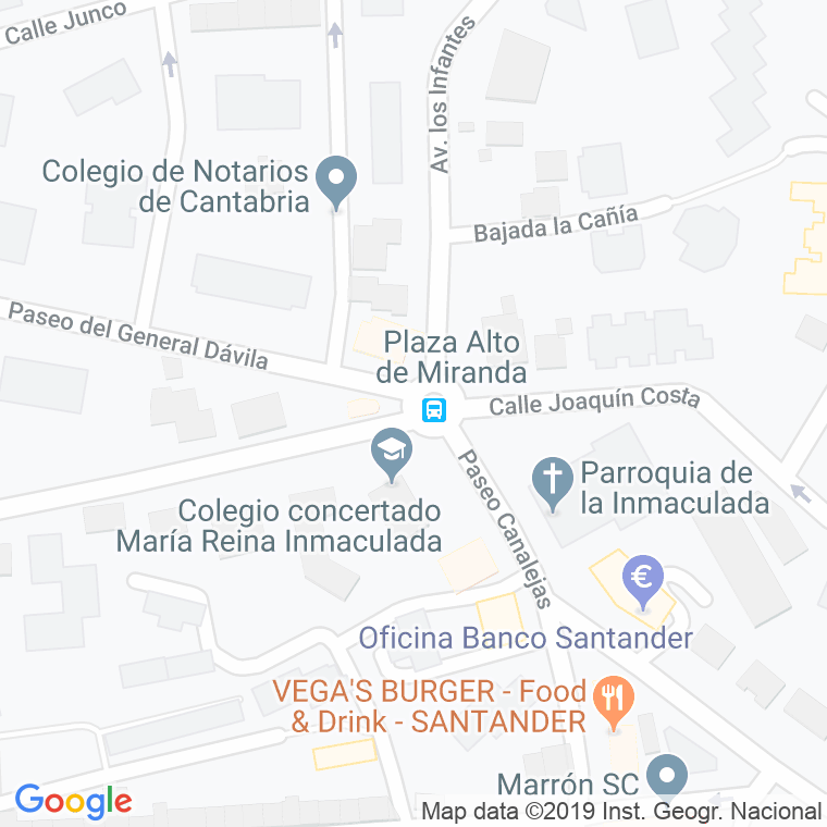 Código Postal calle Alto De Miranda, plaza en Santander