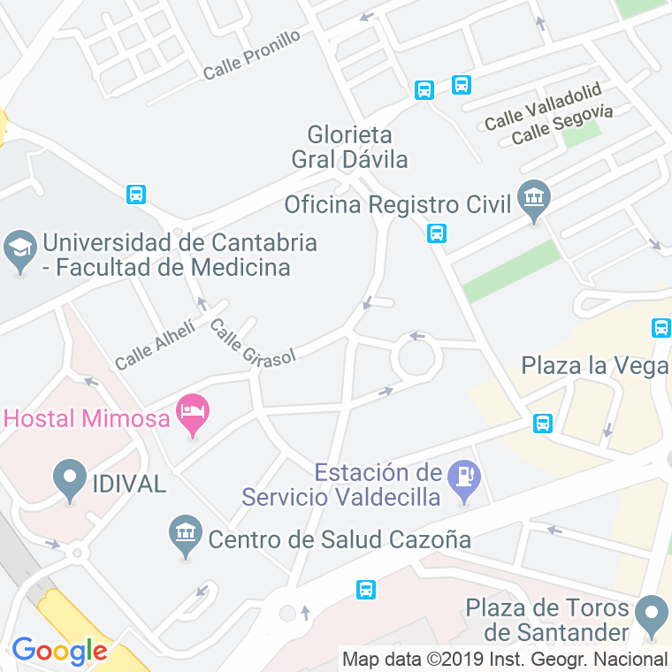 Código Postal calle Girasol en Santander