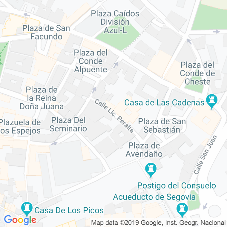 Código Postal calle Licenciado Peralta en Segovia