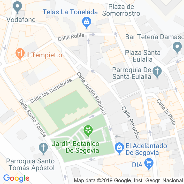 Código Postal calle Jardin Botanico en Segovia