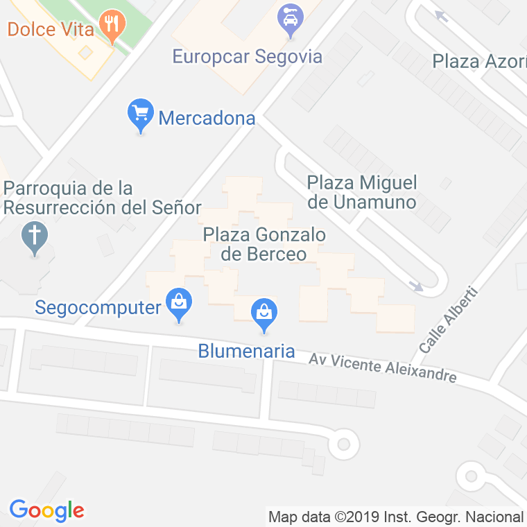 Código Postal calle Gonzalo De Berceo, plaza en Segovia