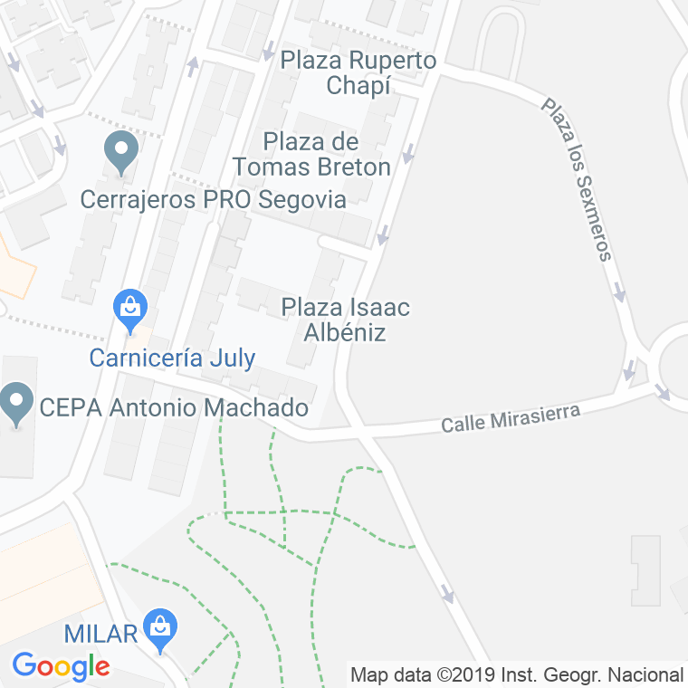 Código Postal calle Isaac Albeniz en Segovia