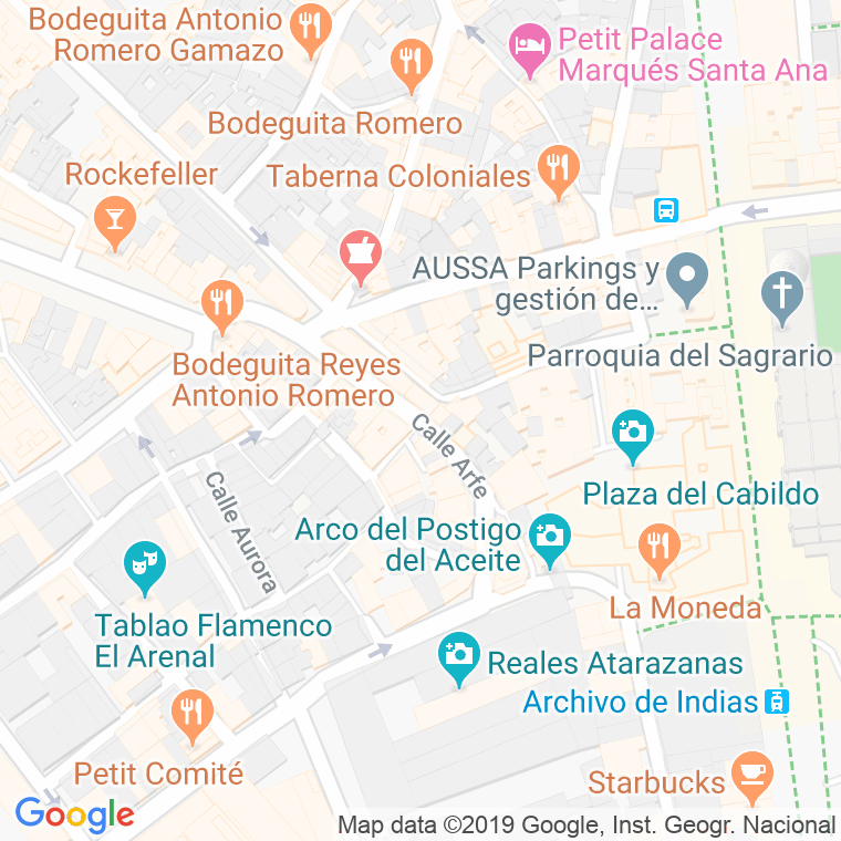 Código Postal calle Arfe en Sevilla