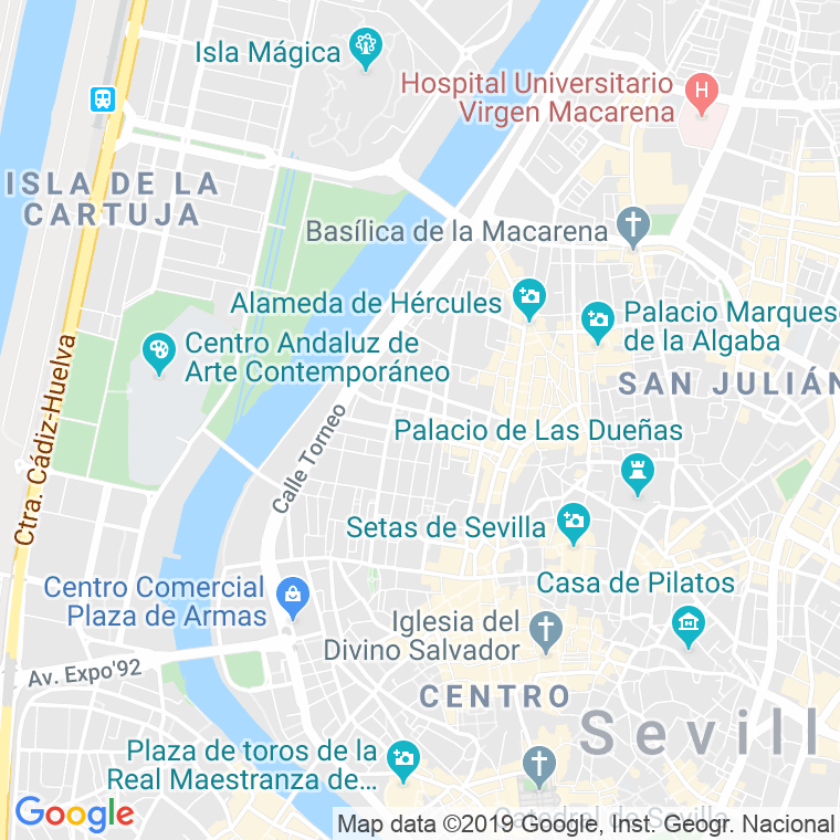 Código Postal calle Antigua Calle De Ciegos en Sevilla