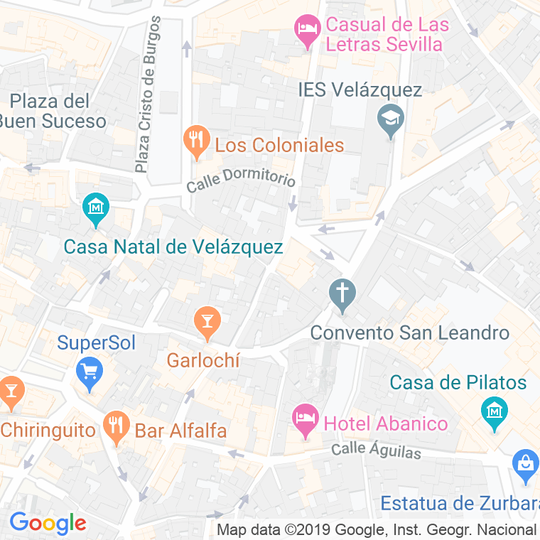 Código Postal calle Antigua Calle De Dormitorio De Los Descalzos en Sevilla