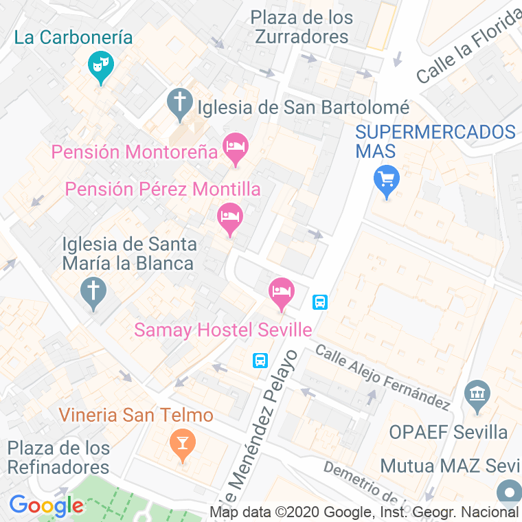 Código Postal calle Curtidores, plaza en Sevilla