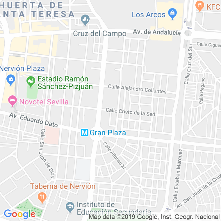 Código Postal calle Cristo De La Sed en Sevilla