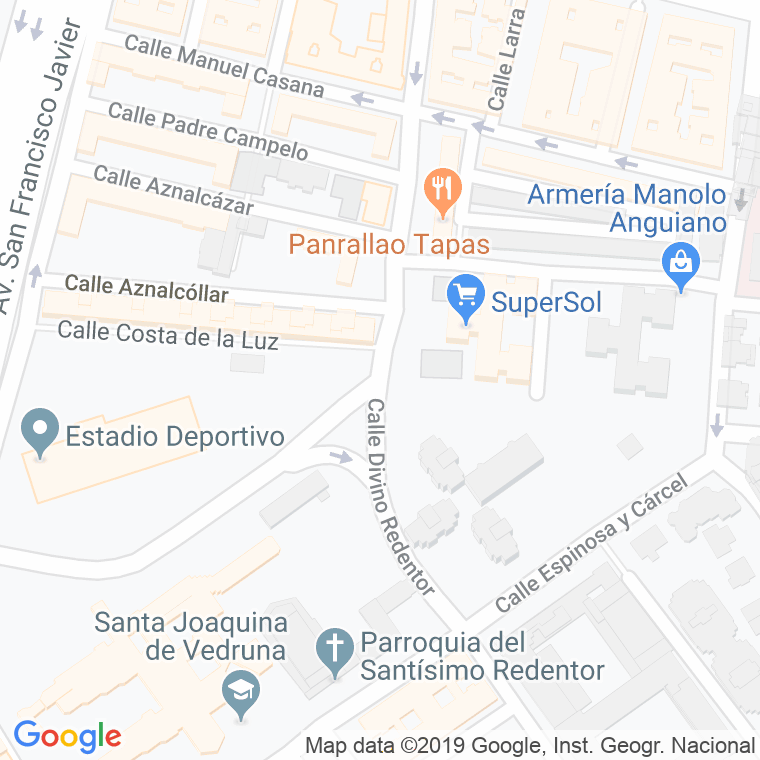 Código Postal calle Divino Redentor en Sevilla