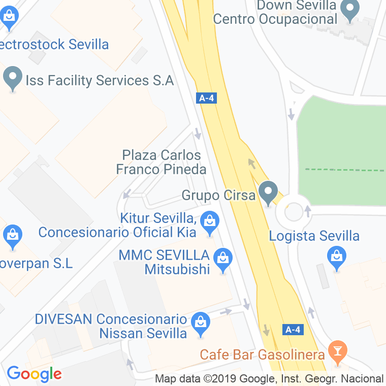 Código Postal calle Carlos Franco Pineda, plaza en Sevilla