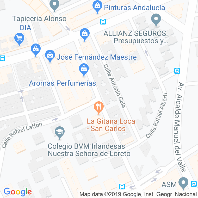 Código Postal calle Andres Segovia en Sevilla