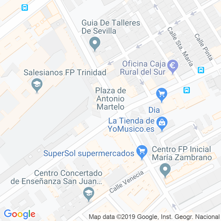 Código Postal calle Antonio Martelo, plaza en Sevilla