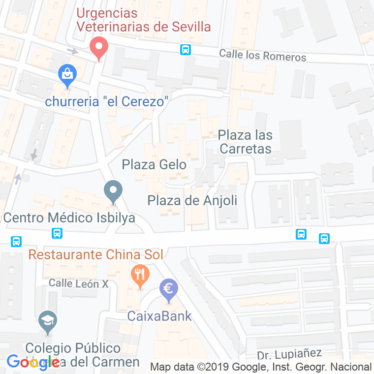 Código Postal calle Anjoli, plaza en Sevilla