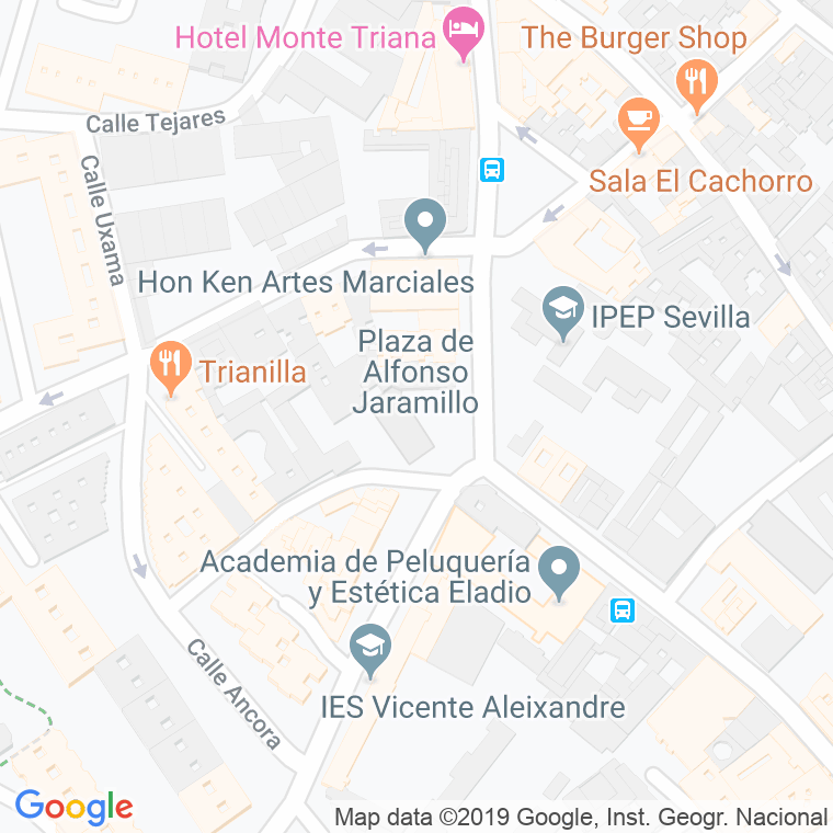 Código Postal calle Alfonso Jaramillo, plaza en Sevilla