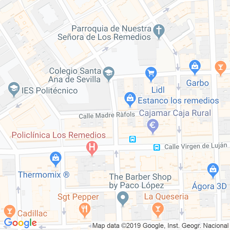 Código Postal calle Madre Rafols en Sevilla