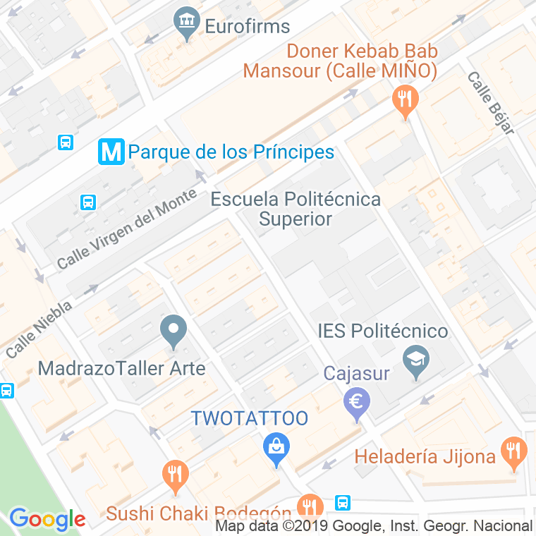 Código Postal calle Virgen De Africa en Sevilla