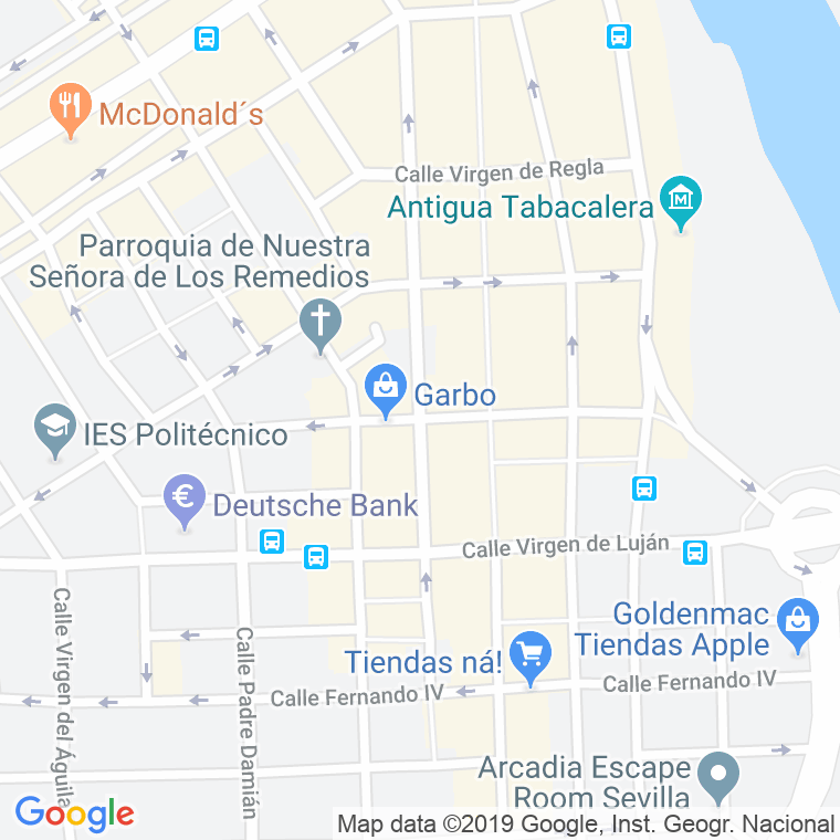 Código Postal calle Virgen De Loreto en Sevilla