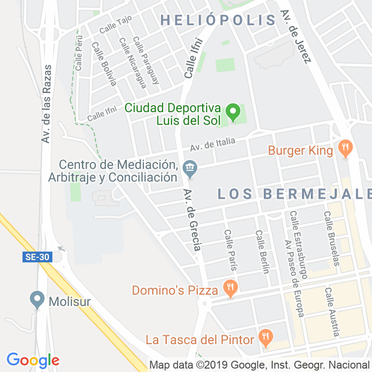 Código Postal calle Grecia, avenida en Sevilla
