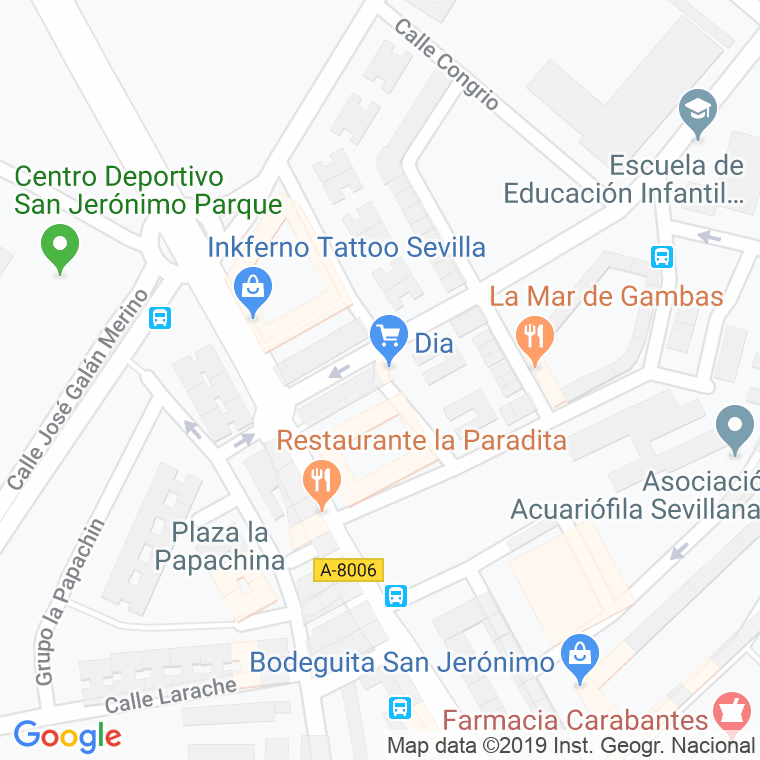 Código Postal calle Barbo Y Bodega en Sevilla