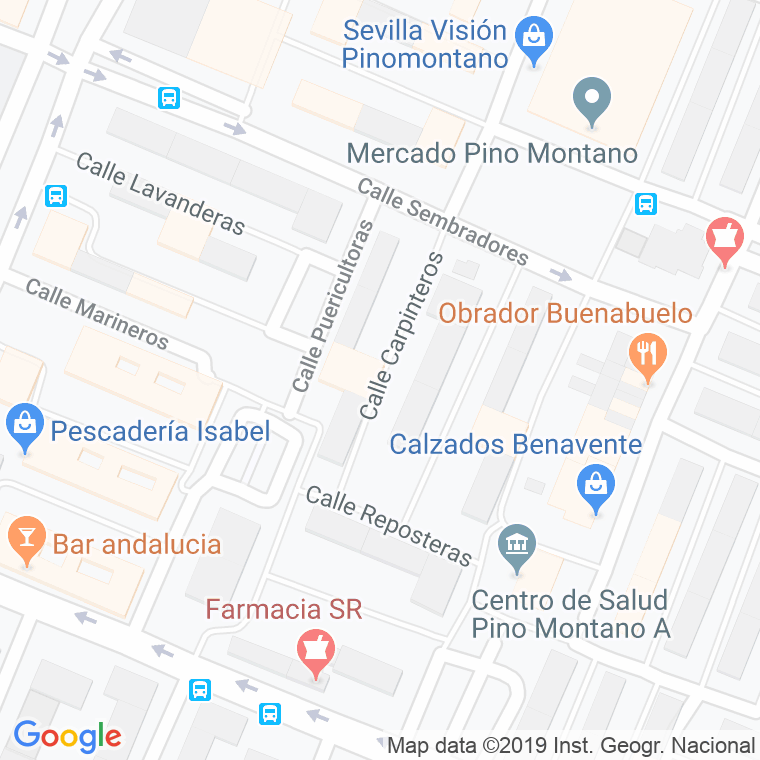 Código Postal calle Carpinteros en Sevilla
