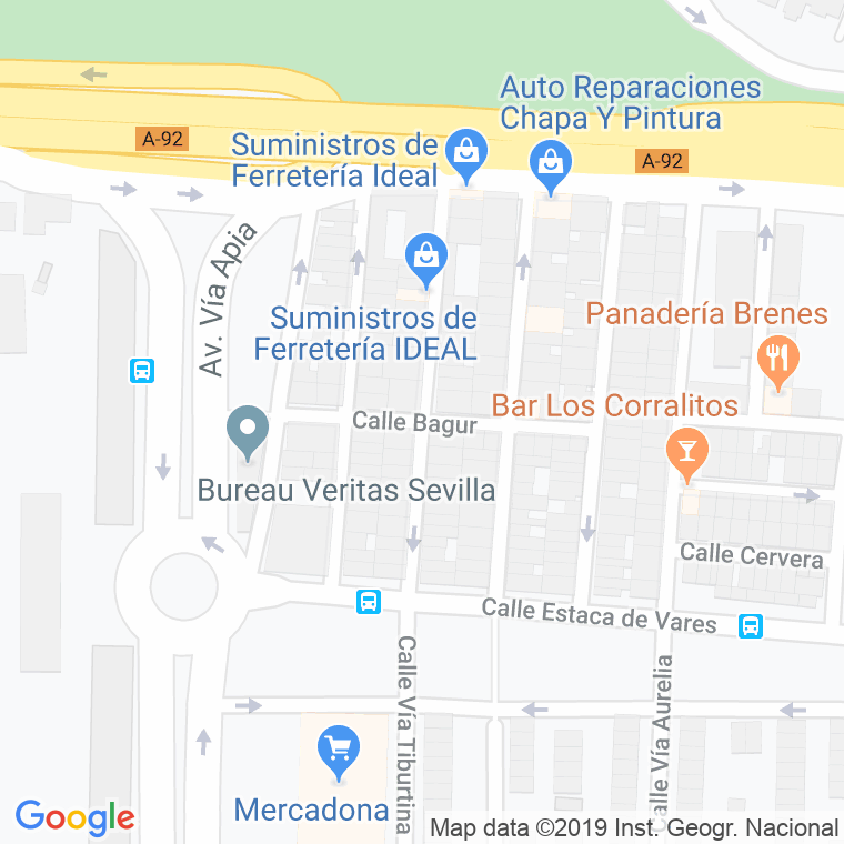 Código Postal calle Bagur en Sevilla