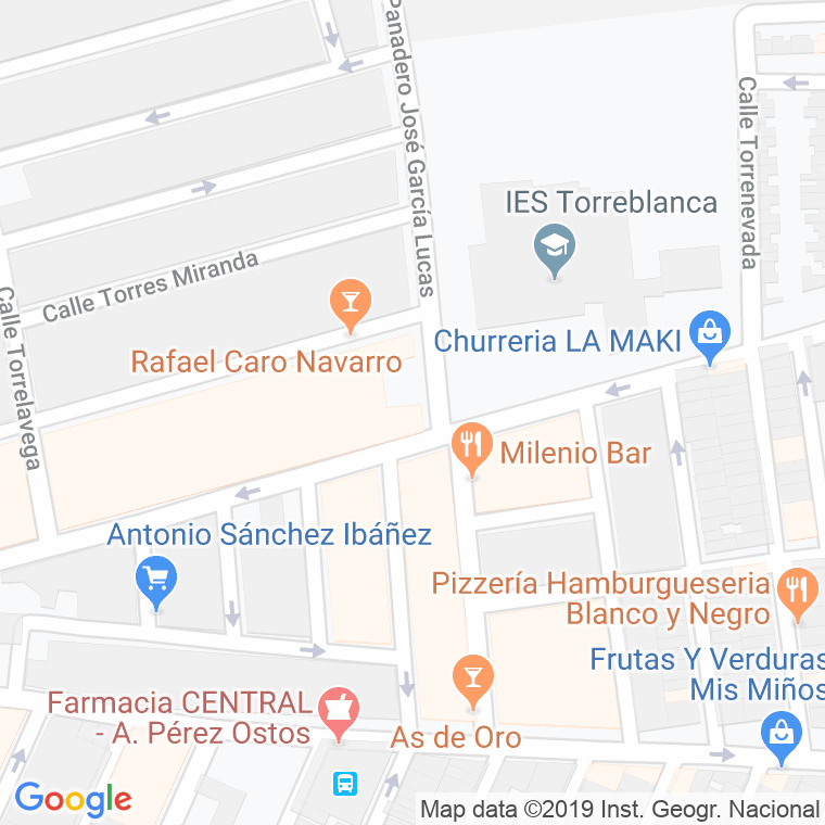 Código Postal calle Panadero Jose Garcia Lucas en Sevilla