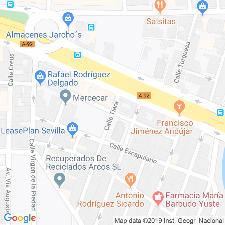 Código Postal calle Tiara en Sevilla