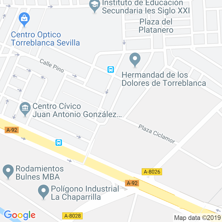 Código Postal calle Cedro en Sevilla