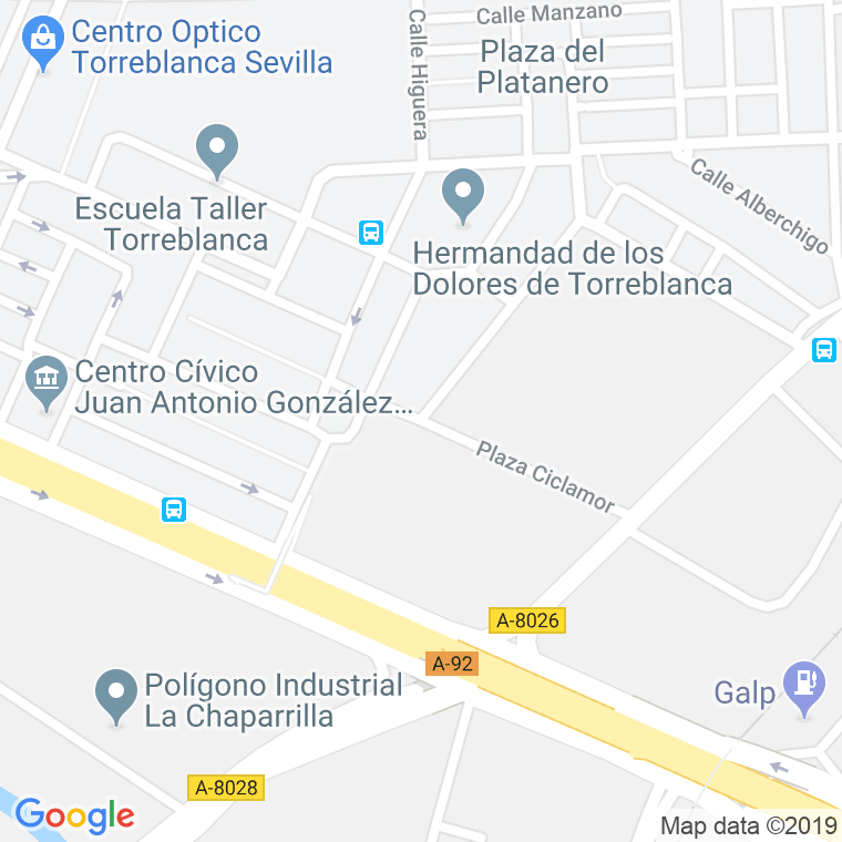 Código Postal calle Ciclamor, plaza en Sevilla