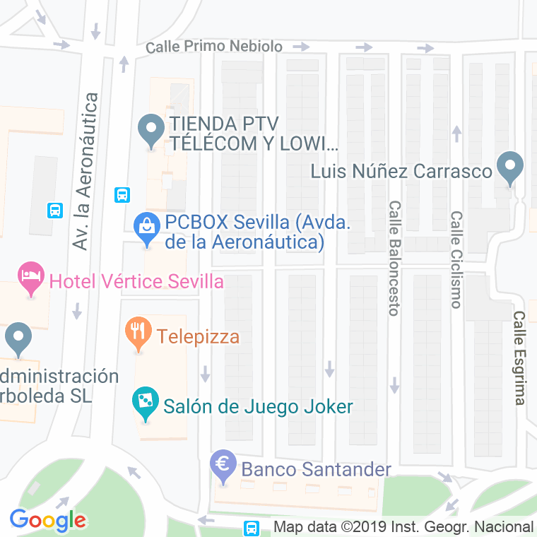 Código Postal calle Balompie en Sevilla