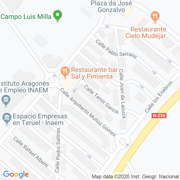 Código Postal calle Tenor Garcia en Teruel