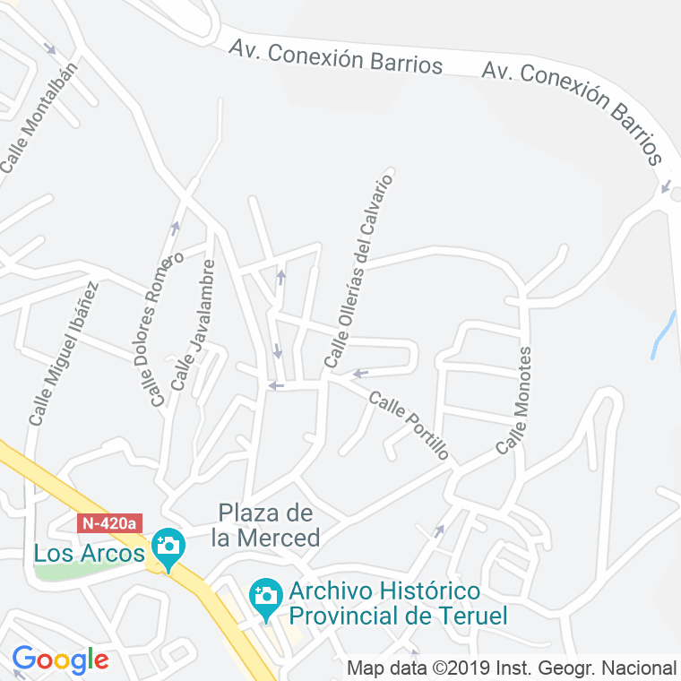 Código Postal calle Ollerias Del Calvario en Teruel