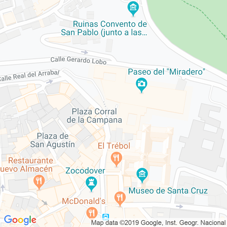 Código Postal calle Miradero, Del, paseo en Toledo